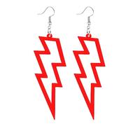 Multicolor 80s Neon Disco Earrings for Women, Acrylic Exaggerated Lightning Bolt Dangle Bar Party Earrings Halloween Jewelry 80's Party, Acrylic, No Gemstone