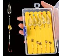 (multicolor, A) Multi-Color Fishing Lure Set - Pre-tied Sequin Spoon Kit with Flies for Freshwater Bass, Perch, Trout - Includes Casting Aid, Fly Hooks - 5pcs
