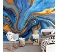 Multicolor Abstract Liquid Marble Gold Lines Photo Wallpaper - 150 x 105 cm Non-Woven Premium Print Wall Mural, Large Feature Wall Decoration for Living Room Bedroom Office Dining Room Kid's Room