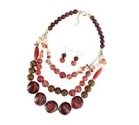 Multicolor Acrylic Layered Clavicle Chain Jewelry Set Lightweight Beaded Necklace & Earrings Enhancing Necklines Layering Collarbone Chain