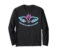 Multicolor Angel Wings and Crown Heaven is a Place on Earth Long Sleeve T-Shirt