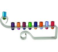 Multicolor Anodized Aluminum Curled Design Hanukkah Menorah