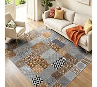 Multicolor Area Rugs 40 x 60 cm, Chic Geometric Washable Living Room Rug | Area Rug for Dining Room Coffee Table, Home Office, Patchwork Deco Tiles Non-Slip Durable Entrance Carpet