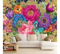 Multicolor Art Exotic Lands Flowers Butterflies Wallpaper, Non-Woven Wall Mural for Bedroom & Living Room 350 x 256 cm Premium Art Print Poster Picture Decoration Not Self Adhesive Room Decor