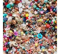 Multicolor Assorted Beads, 0.3-3 cm Irregular Ceramic Beads and Plastic Mix, About 0.5kg Hole Drilled for Crafts Bracelet Jewelry Making