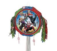 Multicolor Avengers Drum Pull Pop Out Pinata (46cm x 46cm) 1 Piece - Perfect for Themed Parties, Birthdays & Interactive Fun