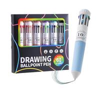 Multicolor Ballpoint Pens - 13 Cm 6 Piece 10-In-1 Retractable Pen, Drawing and Writing Supplies with Stackable Colors | Ideal for Students Home Office Dorm Libraries Journaling Creative Projects