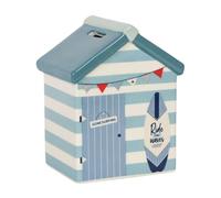 Multicolor Beach Hut Ceramic Money Box - 12.2cm x 9cm (1 Pc.) - Unique Coastal Decor & Savings Piggy Bank, Eye-Catching Design - Perfect Gift for Beach Lovers
