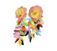 Multicolor Beaded Fringe Statement Earrings Long Danglings Styles for Festival Vacation Outfit Colorful Flower Earrings