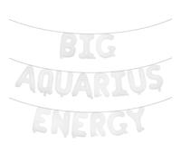 Multicolor Big Aquarius Energy Balloon Banner, Birthday Party Decorations, Aquarius Birthday, 16 inch Letters, 21st Birthday, 30th Birthday (BIG AQUARIUS ENERGY White)
