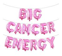 Multicolor Big Cancer Energy Balloon Banner, Birthday Decorations, 16 Inch Letters, 21st Birthday, 30th Birthday (BIG CANCER ENERGY Pink Heart)