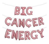 Multicolor Big Cancer Energy Balloon Banner, Birthday Decorations, 16 Inch Letters, 21st Birthday, 30th Birthday (BIG CANCER ENERGY Pink)