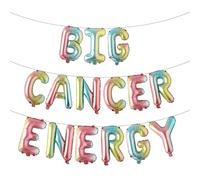 Multicolor Big Cancer Energy Balloon Banner, Birthday Decorations, 16 Inch Letters, 21st Birthday, 30th Birthday (BIG CANCER ENERGY Rainbow)