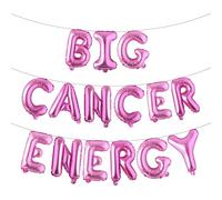 Multicolor Big Cancer Energy Balloon Banner, Birthday Decorations, 16 Inch Letters, 21st Birthday, 30th Birthday (BIG CANCER ENERGY Rose Red)