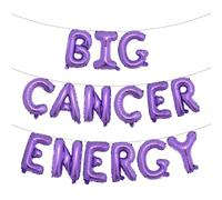 Multicolor Big Cancer Energy Balloon Banner, Birthday Decorations, 16 Inch Letters, 21st Birthday, 30th Birthday (BIG CANCER ENERGY Purple)