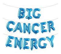 Multicolor Big Cancer Energy Balloon Banner, Birthday Decorations, 16 Inch Letters, 21st Birthday, 30th Birthday (BIG CANCER ENERGY Blue)