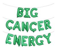 Multicolor Big Cancer Energy Balloon Banner, Birthday Decorations, 16 Inch Letters, 21st Birthday, 30th Birthday (BIG CANCER ENERGY Green)