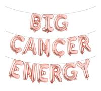 Multicolor Big Cancer Energy Balloon Banner, Birthday Decorations, 16 Inch Letters, 21st Birthday, 30th Birthday (BIG CANCER ENERGY Rose Gold)