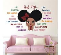 (Multicolor) Black Girl Wall Stickers Colored English Admonition Stickers