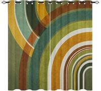 Multicolor Blackout Privacy Curtain W 66" x L 72" (2 Panels) for Teens Playroom, Simple Rainbow Stripes Opaque Eyelet Curtains Living Bedroom Decor, Thermal Insulated Anti-fade Drapes