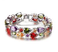 Hermosa Multicolor Bracelets for Women Cubic Zirconia Tennis Bracelets Necklace Earrings Jewelry Sets Bridal Jewelry Gift for Mom Wife 7.5 inch, 7.5 inches, Copper, Cubic Zirconia