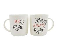 Multicolor Ceramic Mr & Mrs Right Couples Mug Set - 9cm x 12cm (Pack of 2) - Unique & Fun Design - Great for Coffee Lovers