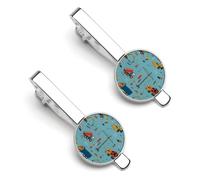 Multicolor Construction Trucks Tractors Tie Clips for Men 2 Pcs Necktie Bar Pinch Clothing Accessories Suitable for Wedding Business Anniversary