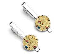 Multicolor Construction Trucks Tractors Tie Clips for Men 2 Pcs Necktie Bar Pinch Clothing Accessories Suitable for Wedding Business Anniversary