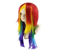 Multicolor Cosplay Wig - Rainbow Styled Synthetic Hair for Anime and Fantasy Characters, Adjustable Lightweight Wig for Costume Dress-Up, Party Entertainment, Theatrical Performances, Stage Shows, Hol