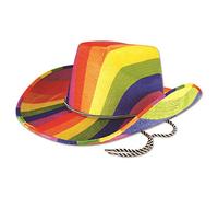 Bristol Novelty Ltd Cowboy Hat – Multicolor Vibrant Rainbow – Festival, Party & Pride – 1 Pc