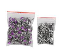 Multicolor Crystal Rhinestone 8mm Rivets for Crafts, Decorative Sewing, Glass Button with Pure Brass, Easy Install, for Clothes, Bags, Shoes (8mm Silver Purple)