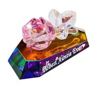 Multicolor Crystal Rose Figurines Gifts for Best Auntie Ever on Birthday Mother's Day Presents from Nephew Niece for Aunty Keepsake Decorative Glass Flower Ornaments for Home Living Room Party