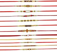 Multicolor Designer Rakhi Bracelet for Brother on Raksha bandhan with Multicolor Beads Traditional Rakhi Thread Set of 3
