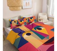 Multicolor Duvet Cover Set Modern Print Bedding Set 3D Abstract Geometric Smiley Face Comforter Cover for Kids Boys Men, Breathable & Durable Easy Care Quilt Cover Decor Bedroom 2Pcs - Small Single