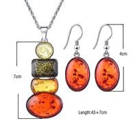 (multicolor) Fashion Women's Silver Plated Amber Party Necklace Earrings Jewelry Sets Gift