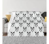 Multicolor Flannelhalloween Themed Monochrome Skeleton Head Blanket 150 X 200cm, No Pilling Luxury Cozy Flannel Lightweight Throw Blanket