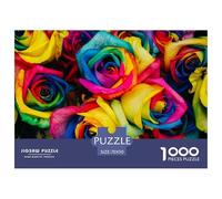Multicolor Flowers-rainbow Rose Jigsaw Puzzle Waterproof 1000 Piece for Adults Gifts Colourful Challenging Games