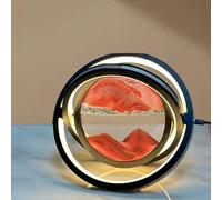 Multicolor Flowing Sand Painting Hourglass Desk Lamp 360° Rotating Quicksand Art for Home Decor Stress Relief and Unique Gift (Red)
