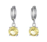 Multicolor Four Zircon Ear Buckle Fashion Simple Multicolor Round Pendant Cute Dangle Earrings for Women (Yellow, One Size)