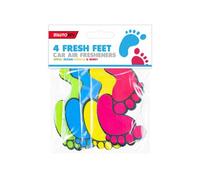 Multicolor Fresh Feet Card Car Air Fresheners (12cm x 7cm x 0.4cm) Pack of 4 - Assorted Scents (Apple, Ocean, Vanilla, & Berry), Ideal Hanging Decoration on Car Windscreen Mirror