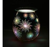 Multicolor Glass 3D Fireworks Effect Light Up Electric Oil Burner - 14cm x 10cm (1 Pc.) - Eye-cathcing Design & Unique Gift, Durable Material - Perfect for Home Decor