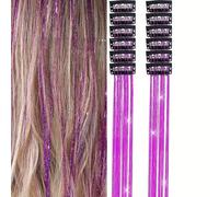 Multicolor Hair Tinsel Set 12pcs Clip in Extensions 20in Quick Install Festival Use Christmas Hair Tinsel