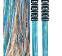 Multicolor Hair Tinsel Set 12pcs Clip in Extensions 20in Quick Install Festival Use Christmas Hair Tinsel