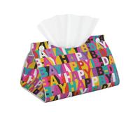 Multicolor Happy Birthday Pattern Leather Tissue Box Cover - Rectangular Holder Long Boxes Bag