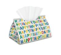 Multicolor Happy Birthday Print Leather Tissue Box Cover - Rectangular Holder Long Boxes Bag
