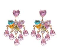 Multicolor Heart Crystal Chandelier Earrings for Women Sparkly Cluster Statement Dangle Earrings, Gift for Her, Perfect for Valentine's Day, Mother's Day