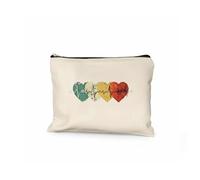 Multicolor Hearts Cream Toiletry Bag - Heartbeat Line Graphic Illustration Travel Makeup Bag - Everyday Organizer Cosmetic Storage Pouch with Zipper Closure for Women