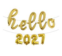 Multicolor Hello 2027 Number Balloon, 2027 New Years Decorations for 2027 Happy New Year Eve Christmas and Graduations Party Supplies (L HELLO 2027 Gold)