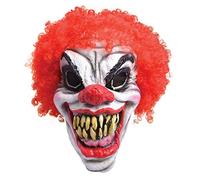 Adults Red White Scary Foam Halloween Clown Crazy Hair Full Face Mask Accessory