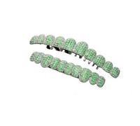 Multicolor Iced Out Diamond Teeth Grillz, Hip Hop Grills for Rapper Costume Cosplay Jewelry and Accessories Man Women(Silver Green Diamond,Upper)